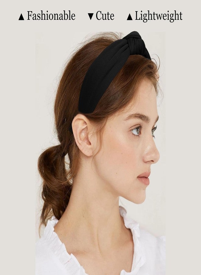 CURASA Headbands for Women Girls Non Slip Knotted Headband Wide Preppy Fashion Hairband Black Top Knot Hair Accessories Fabric Comfortable Hair Bands Elastic Head Bands Costume Party Gifts - Image 2